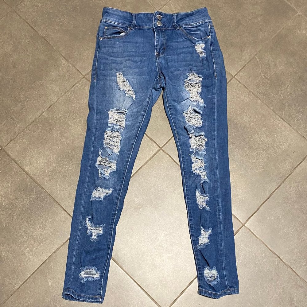 Almost Famous Distressed Stretch Skinny Jeans